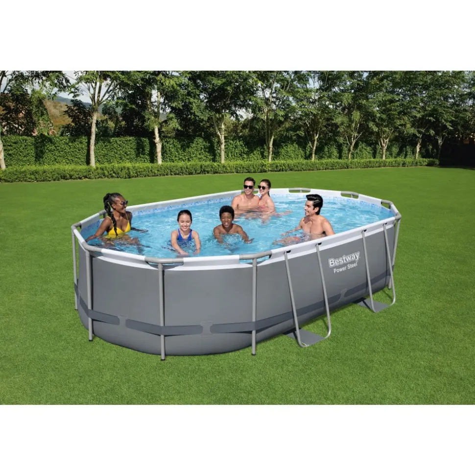 Bestway pool ovan mark 4,88x3,05m - 1m djup | Power Steel Oval (56448)