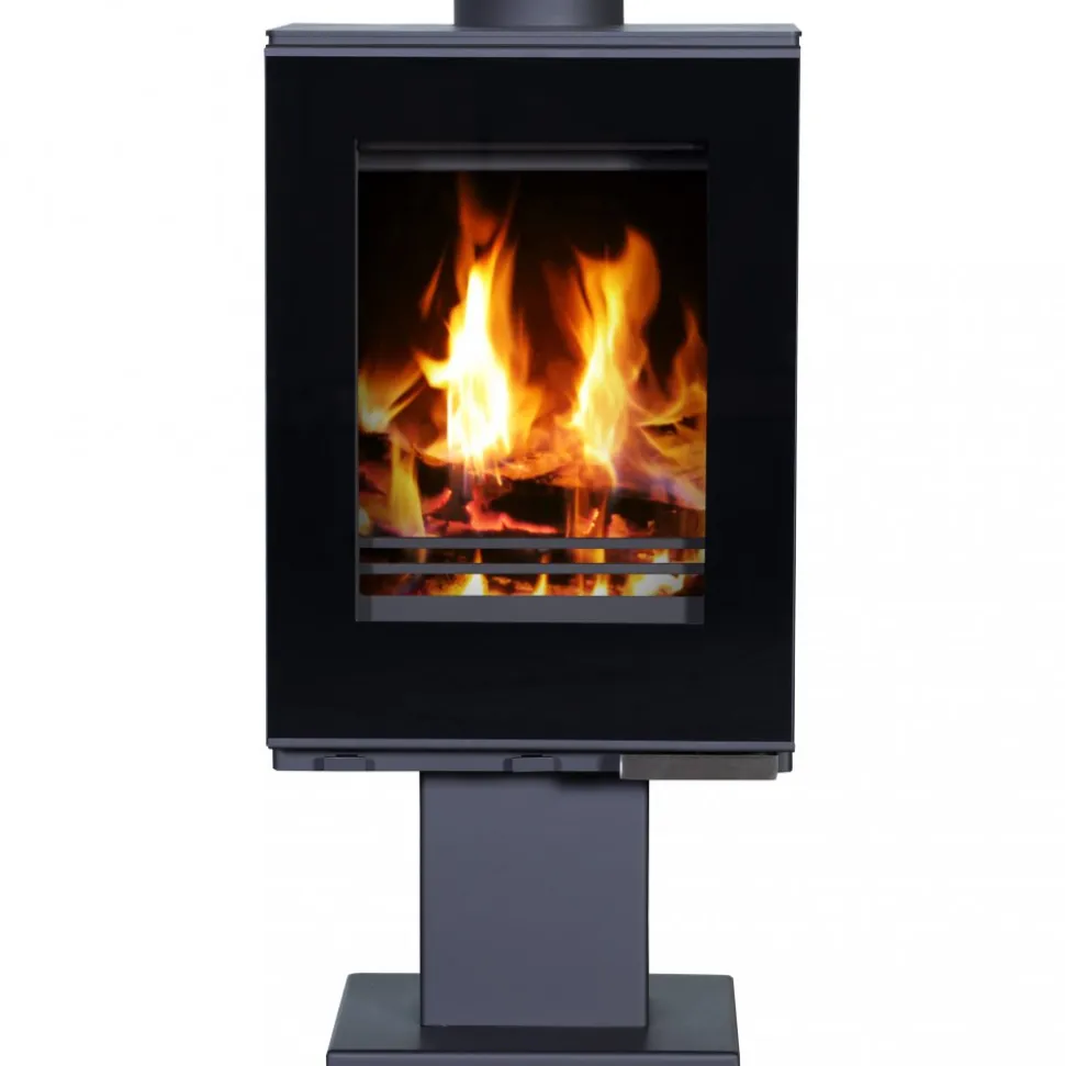 Braskamin 9 kW | Vedeldad kamin med glasfront | Raumo