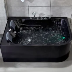 Bubbelbadkar för två 170x120cm | Värmare & ljusterapi | BK-008 | Svart