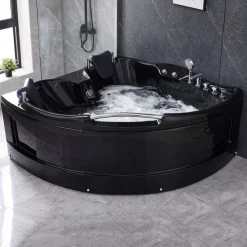Bubbelbadkar hörn för två 150x150cm | BK-005 | Svart