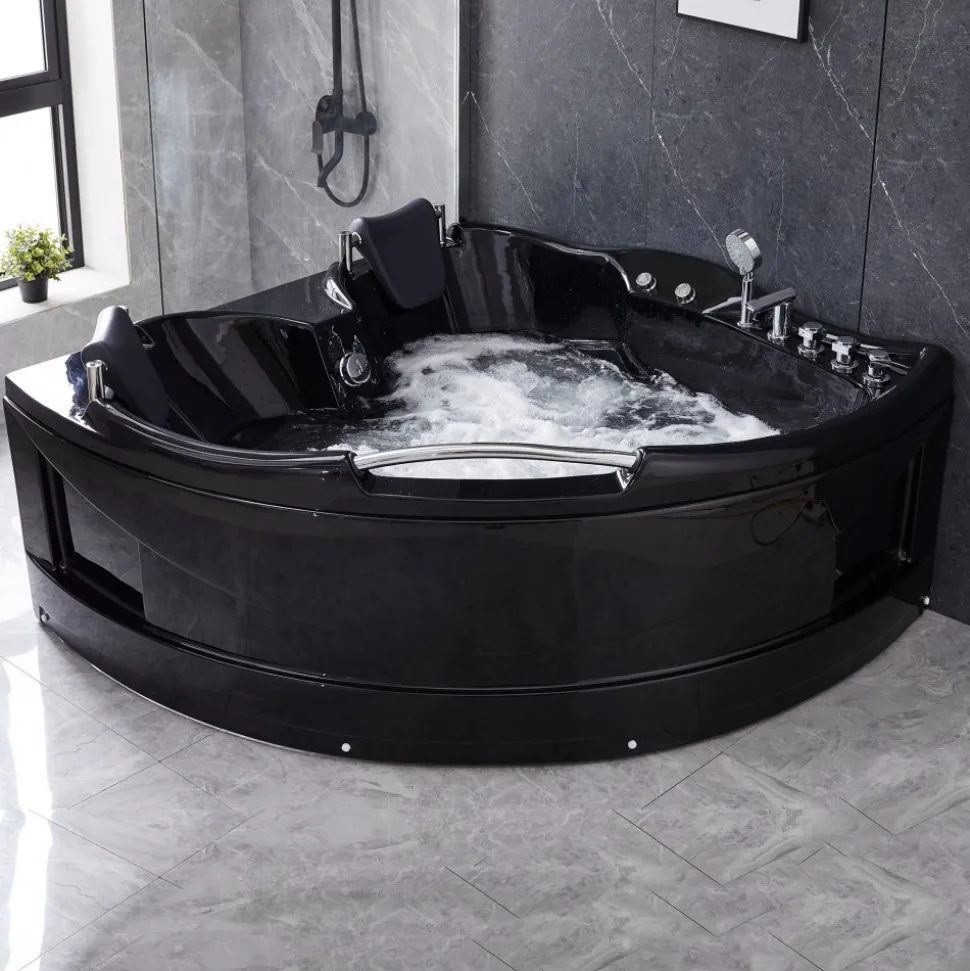 Bubbelbadkar hörn för två 150x150cm | BK-005 | Svart