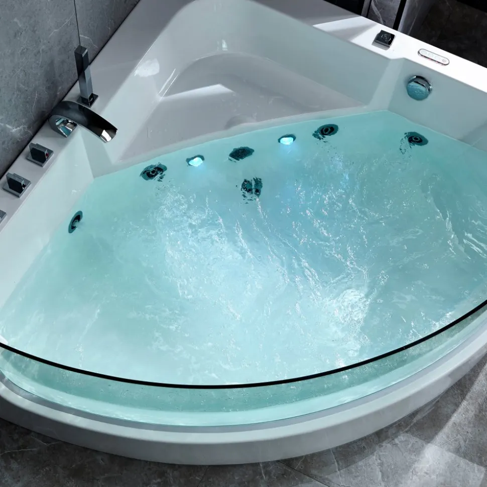 Bubbelbadkar hörn med underhållsvärme | 150x150cm | BK-058