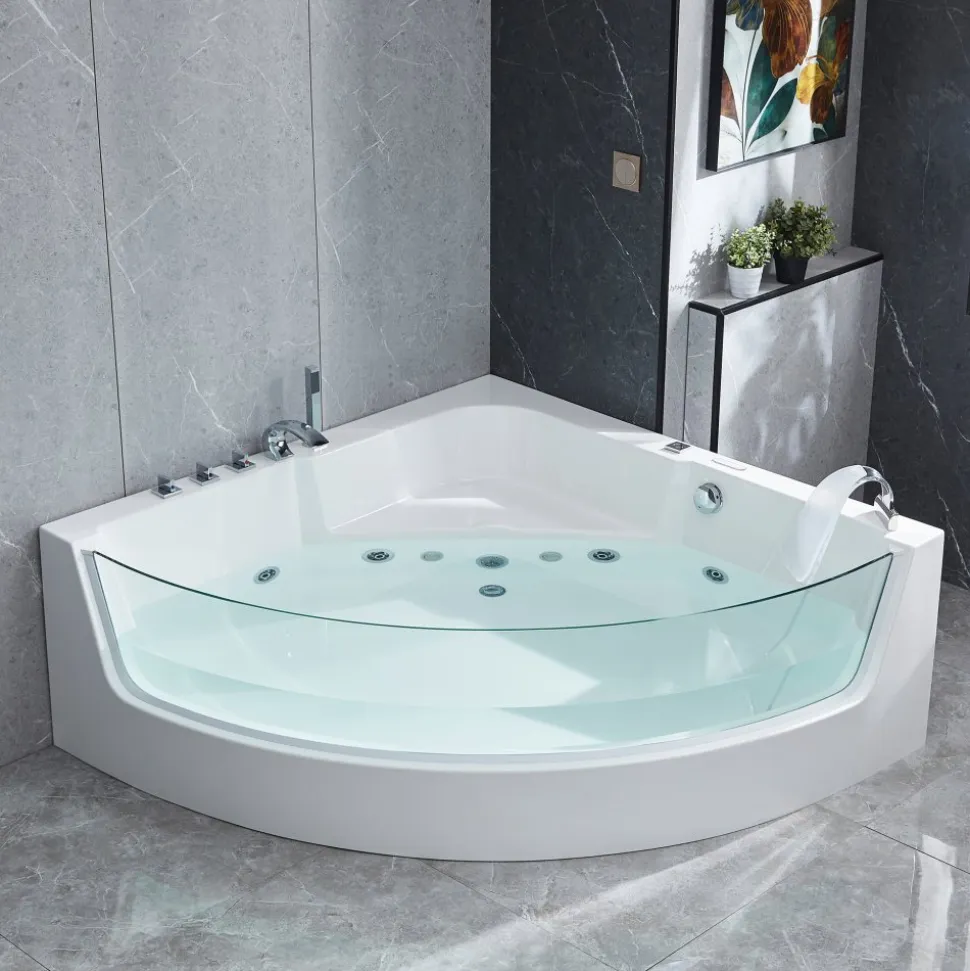 Bubbelbadkar hörn med underhållsvärme | 150x150cm | BK-058