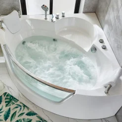 Bubbelbadkar med glasfront & värmare 140x140cm | BK-006V