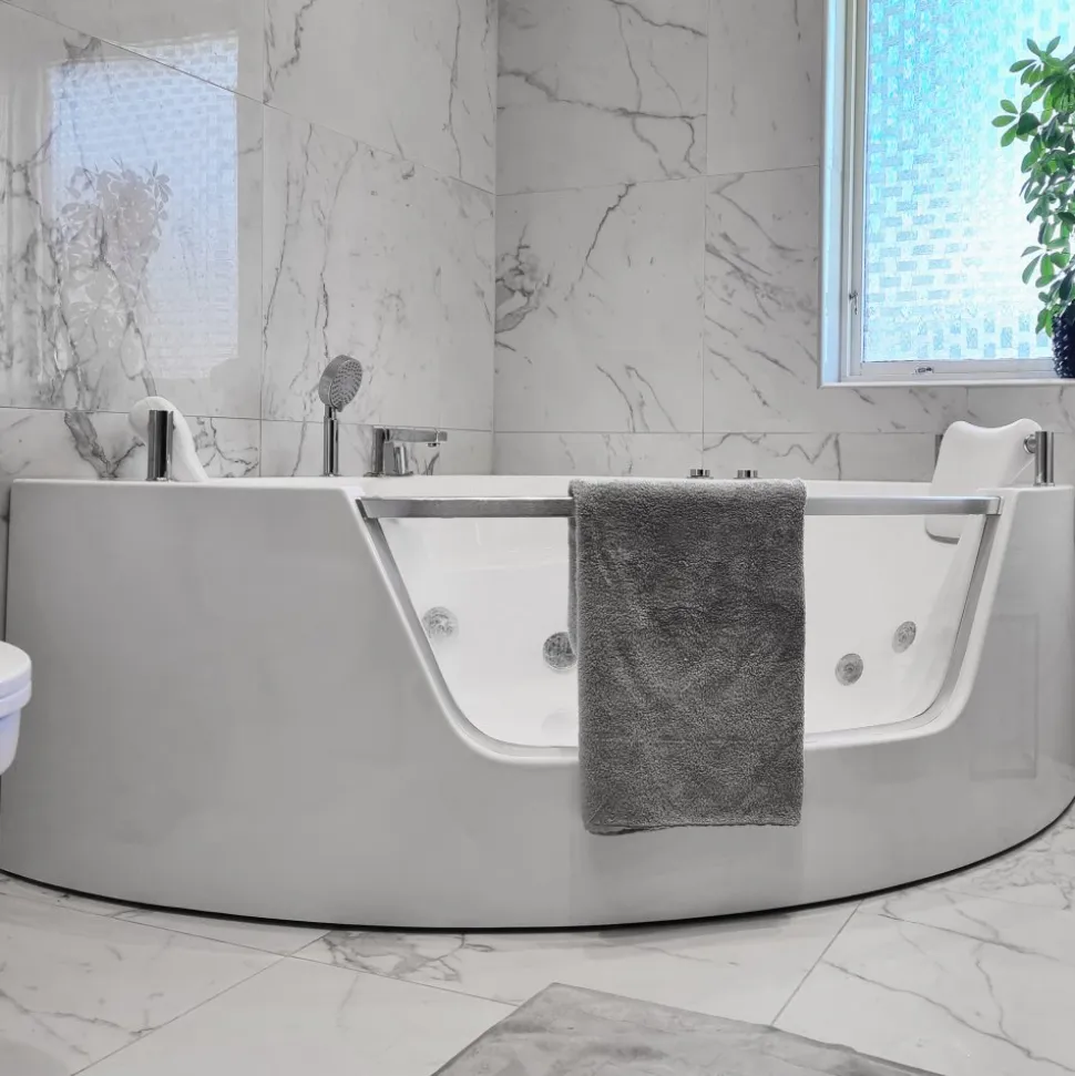 Bubbelbadkar med glasfront & värmare 140x140cm | BK-006V