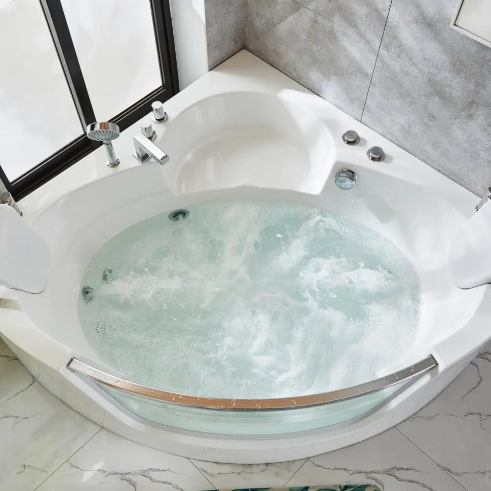 Bubbelbadkar med glasfront & värmare 140x140cm | BK-006V