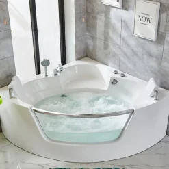 Bubbelbadkar med glasfront & värmare 140x140cm | BK-006V