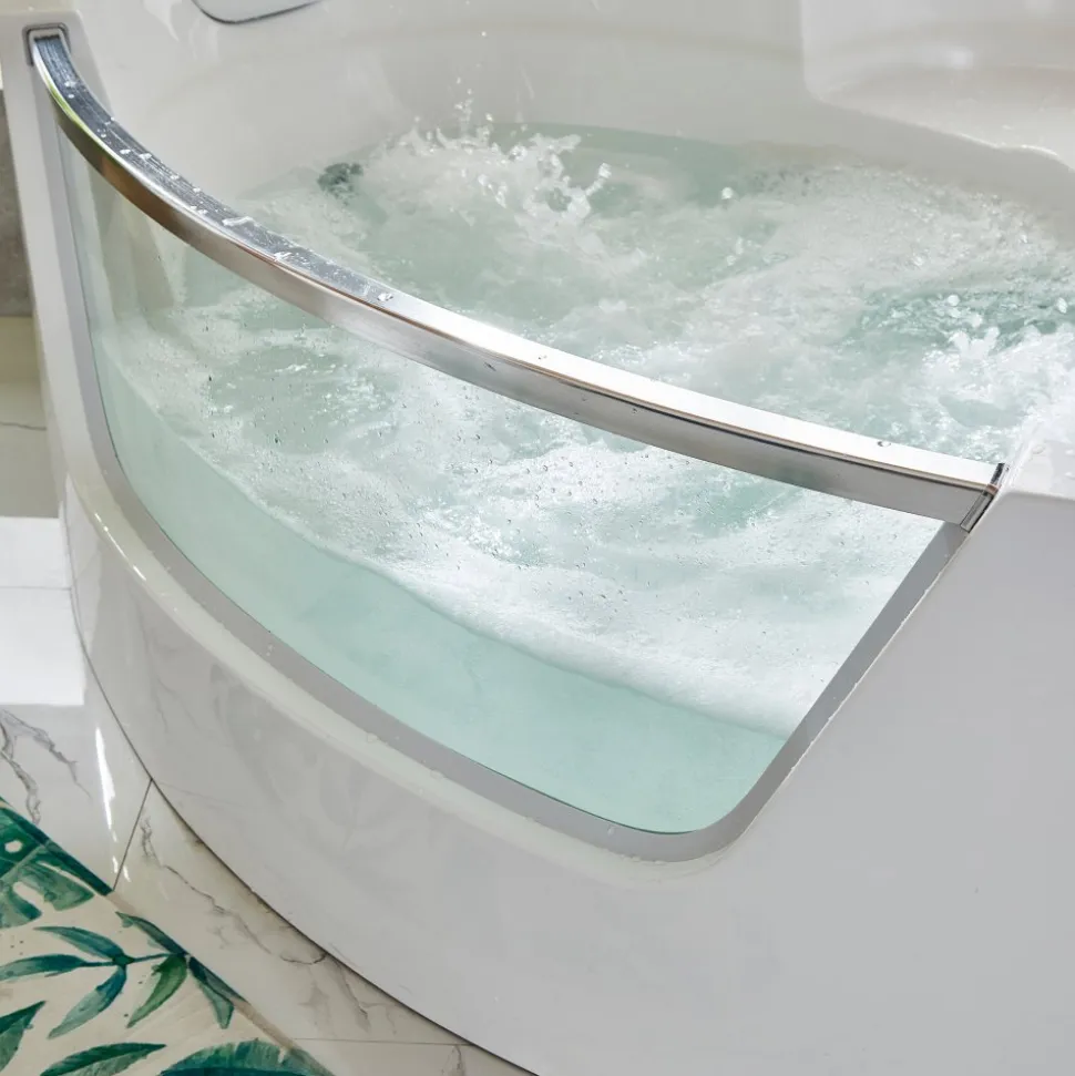 Bubbelbadkar med glasfront & värmare 140x140cm | BK-006V