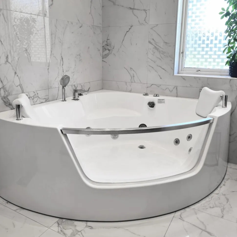 Bubbelbadkar med glasfront & värmare 140x140cm | BK-006V