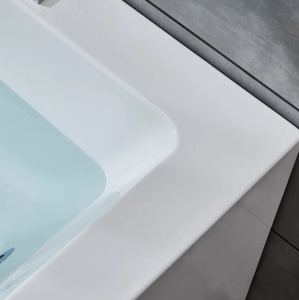 Bubbelbadkar med glasfront 170x80cm | Ergonomisk nackkudde | BK-019