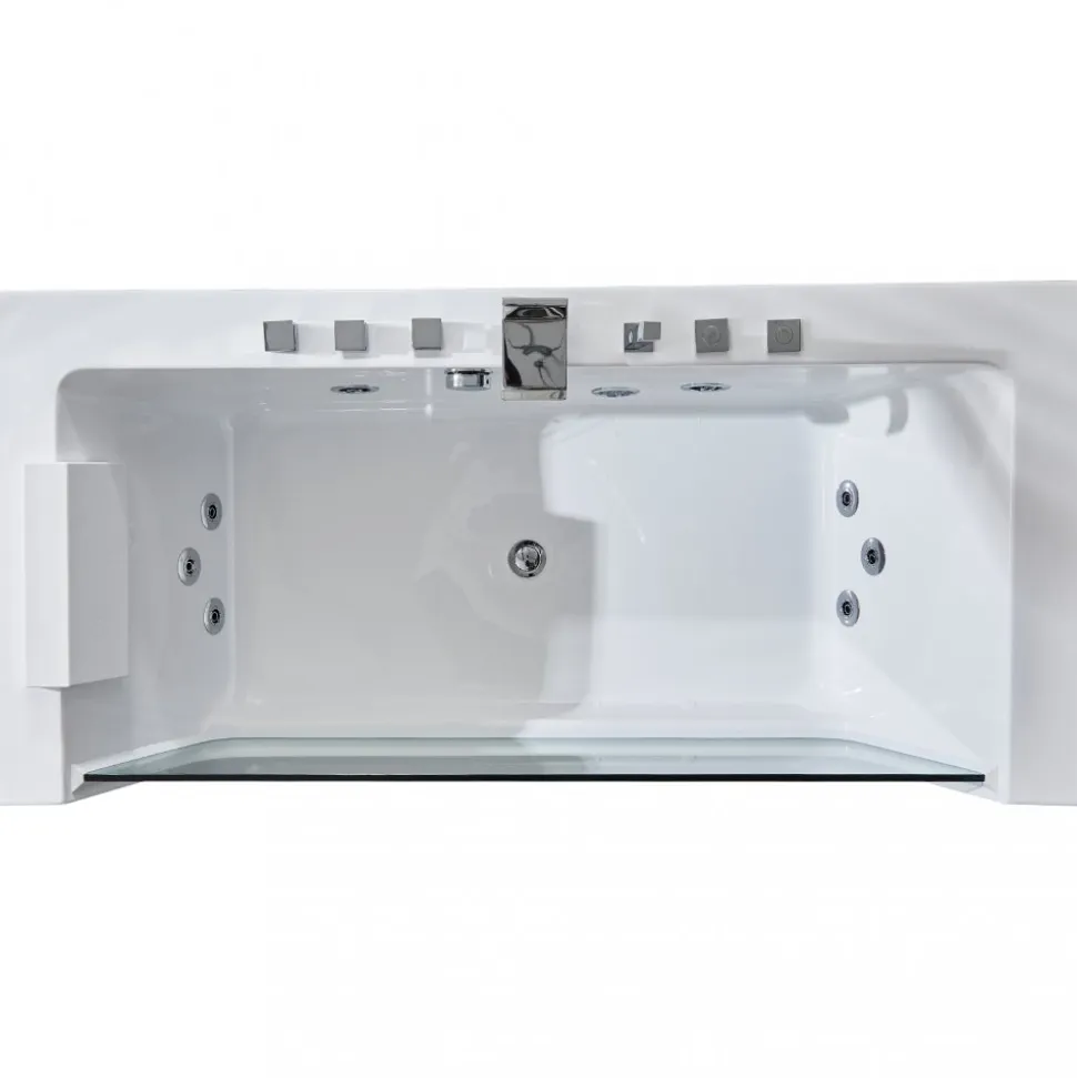 Bubbelbadkar med glasfront 170x80cm | Ergonomisk nackkudde | BK-019