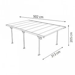 Carport 15,7 m² | Elegant aluminiumcarport 5,0x3,1 m | UV-skydd & vattenavrinning | Valdemar