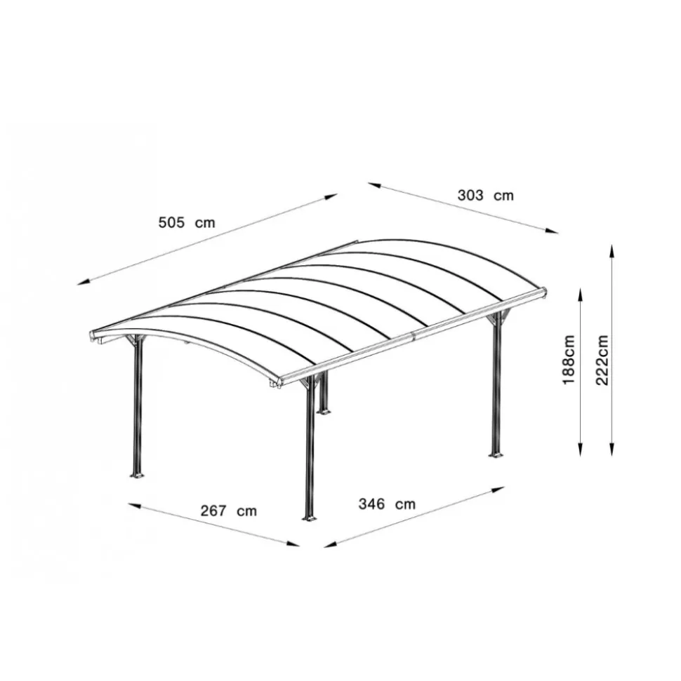 Carport 15 m² | 505 x 303 cm | Singelbilsparkering | Modern & elegant skyddslösning
