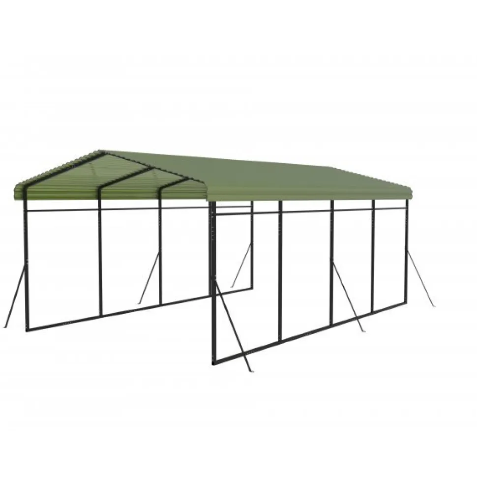 Carport 6x3,6 m | Metallram med plåttak | Pulverlackerad stålkonstruktion för bil, båt & maskinskydd
