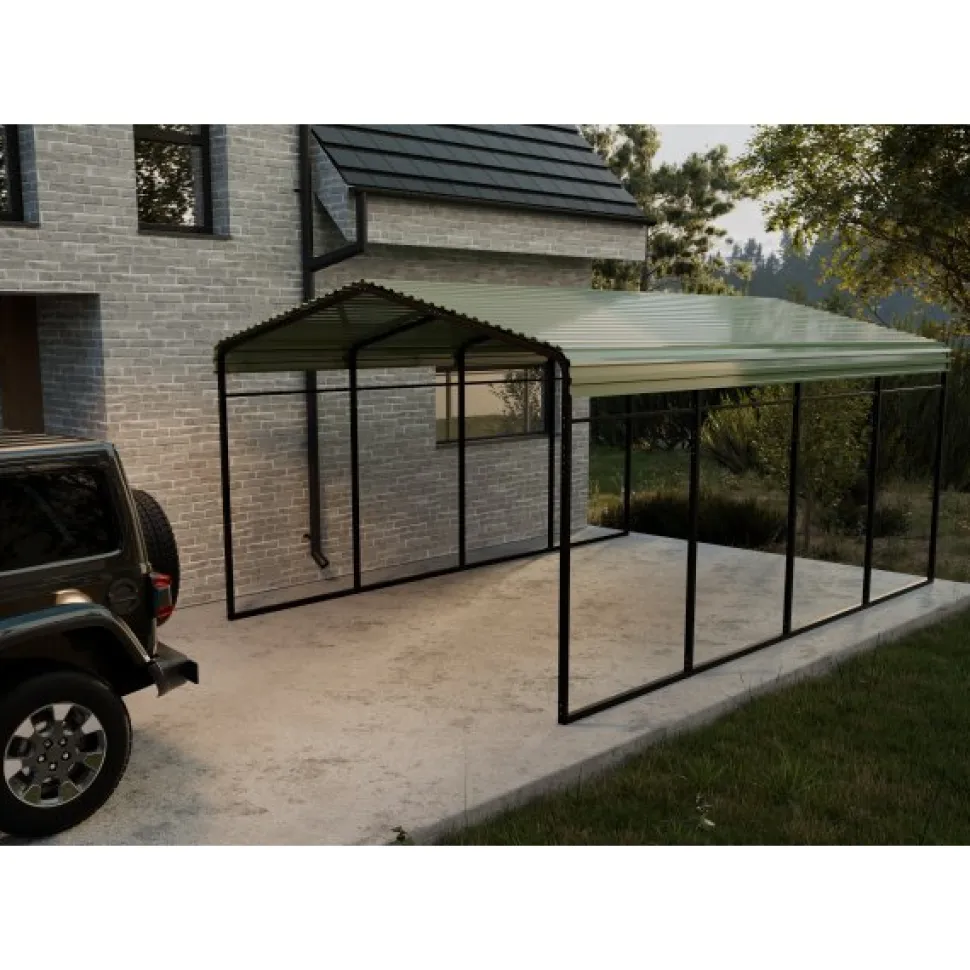 Carport 6x3,6 m | Metallram med plåttak | Pulverlackerad stålkonstruktion för bil, båt & maskinskydd