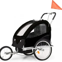 Cykelvagn/barnvagn 2-i-1 | 2 säten | Lastkapacitet 40kg | Hopfällbar