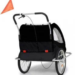 Cykelvagn/barnvagn 2-i-1 | 2 säten | Lastkapacitet 40kg | Hopfällbar