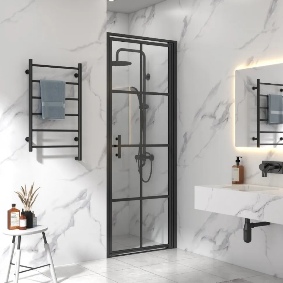 Duschdörr i industridesign | Nanobehandlad | 6mm säkerhetsglas
