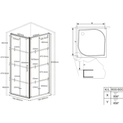 Duschhörna med svarta profiler | 6mm säkerhetsglas