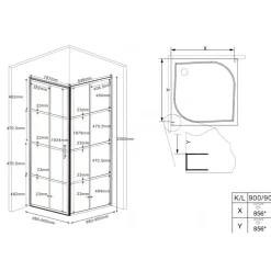 Duschhörna med svarta profiler | 6mm säkerhetsglas
