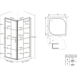 Duschhörna med svarta profiler | 6mm säkerhetsglas