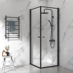 Duschhörna med svart ram | Aluminium och säkerhetsglas