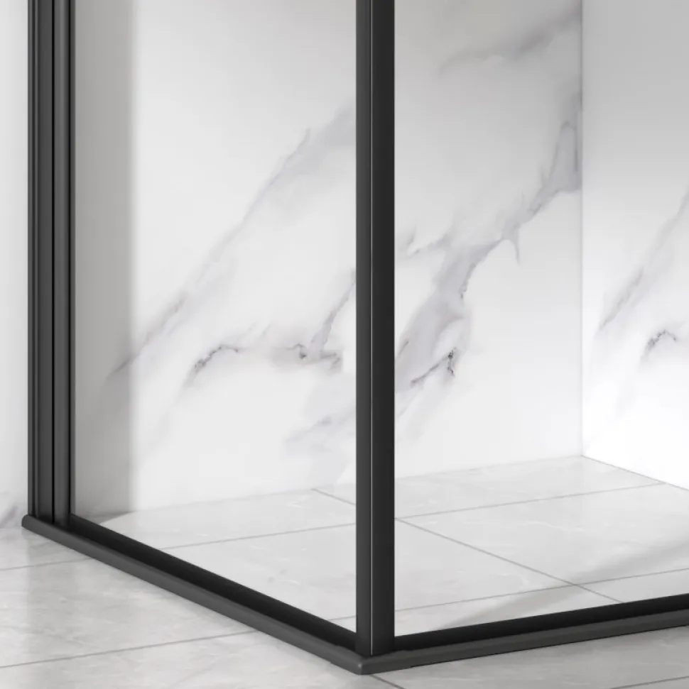 Duschhörna med svart ram | Aluminium och säkerhetsglas