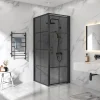 Duschhörna 90x90x200 | Svarttonat glas | Svart spröjs