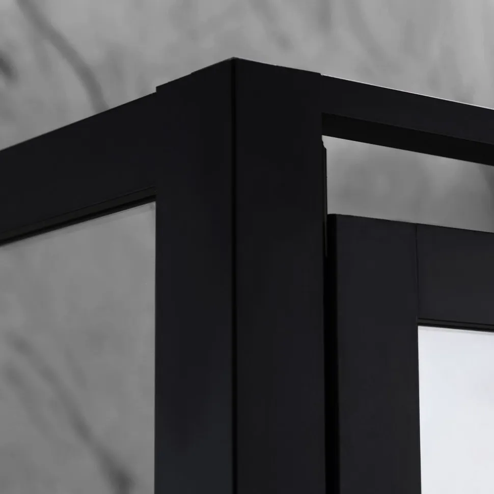 Duschhörna 90x90x200 | Svarttonat glas | Svart spröjs