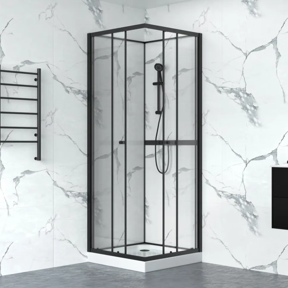 Duschkabin med svart ram | Aluminium och 6mm säkerhetsglas | Sara