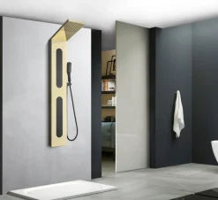 Duschpanel i spegel guld och svart rostfritt stål | Zeri