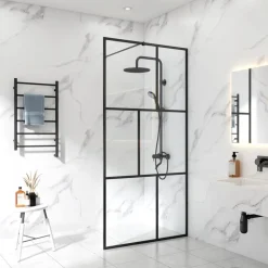 Duschvägg med svart spröjs | Stilren design | 6mm säkerhetsglas