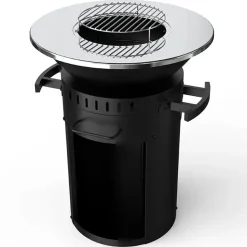Eldstad med stekhäll och grill | 58 cm fire pit | Svart