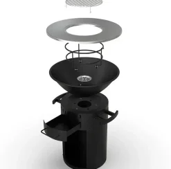 Eldstad med stekhäll och grill | 58 cm fire pit | Svart