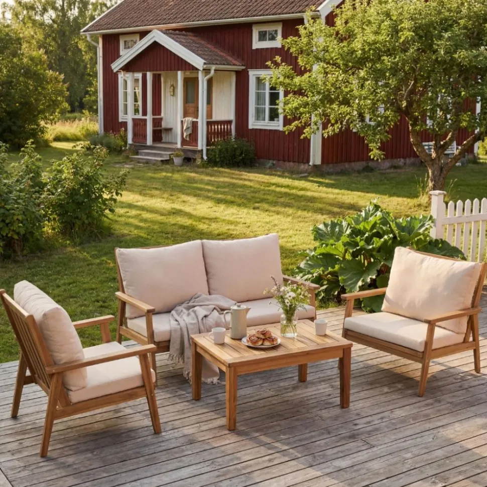 Elegant lounge grupp | Akacia trä | Modern design | Toronto