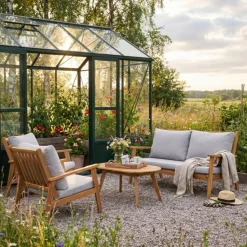 Elegant loungeset i trä | Akacia | Loungegrupp utomhus | Grå