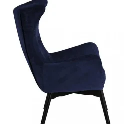 Elegant textilfåtölj med hög rygg | Mörkblå | Kim