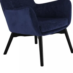 Elegant textilfåtölj med hög rygg | Mörkblå | Kim