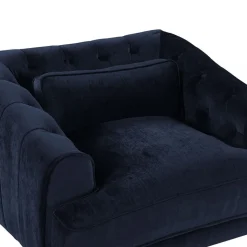 Elegant textilfåtölj | Mörkblå | Celeste