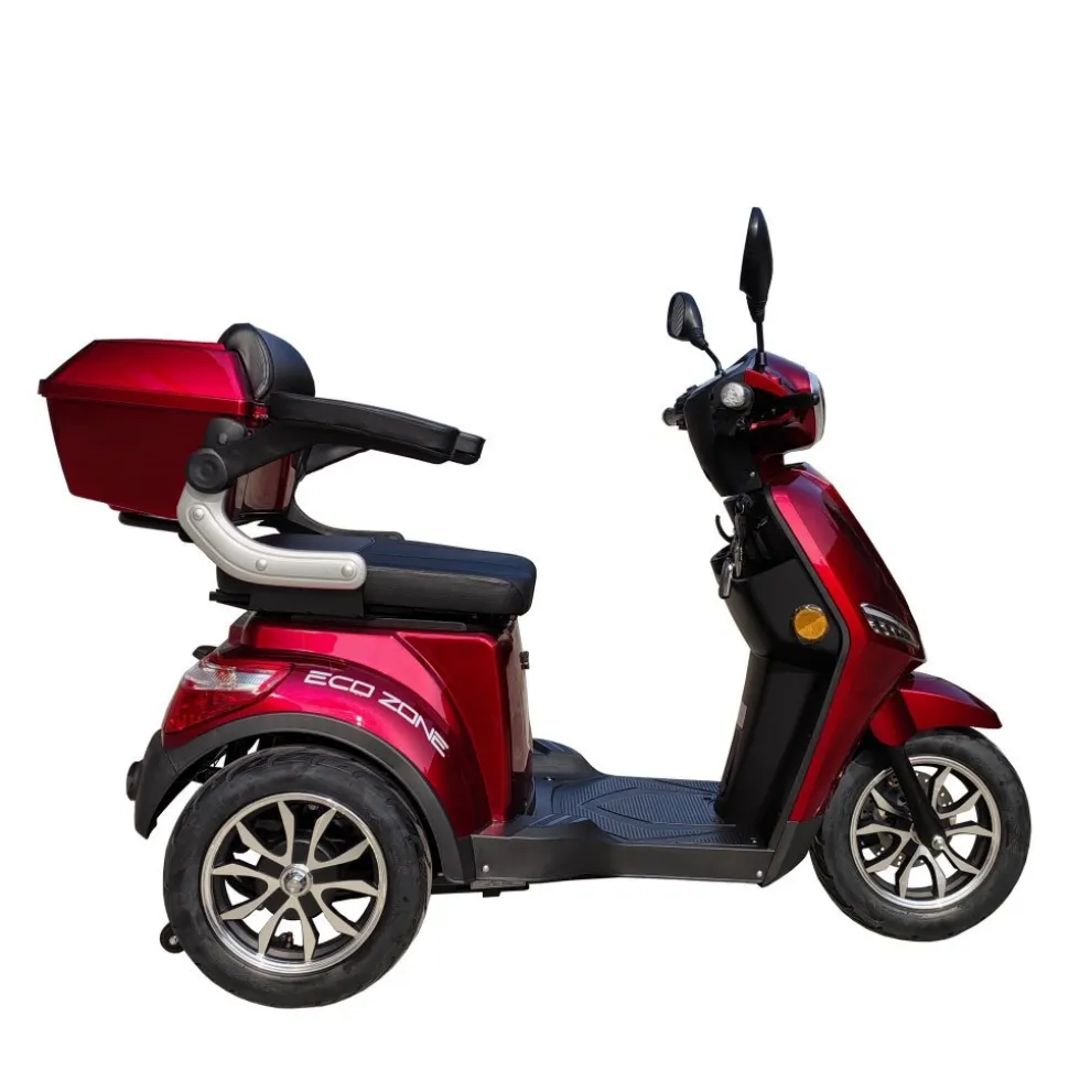 Elektrisk 3-Hjuls Promenadscooter | Tyst & Kraftfull | Röd