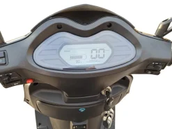 Elmoped 2000W | 72V 20Ah litiumbatteri | Upp till 45 km/h | Moped klass I | Räckvidd 50 km | Svart med röda detaljer