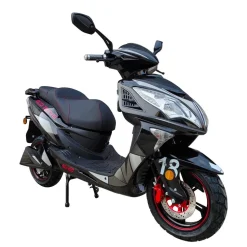 Elmoped 2000W | 72V 20Ah litiumbatteri | Upp till 45 km/h | Moped klass I | Räckvidd 50 km | Svart med röda detaljer