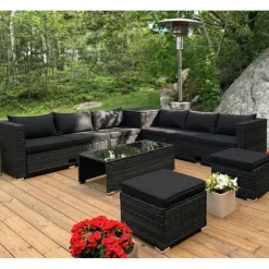 Exklusiv loungegrupp | Inbyggd förvaring | Svart konstrotting | Djursvik svart