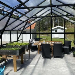 Extra brett premium glasväxthus 21m² | Stormgaranti och säkerhetsglas