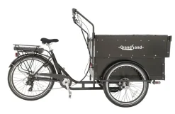 Extra stor el-Lådcykel | Cargobike med Kapell, 250W Motor & LG-Batteri | Svart