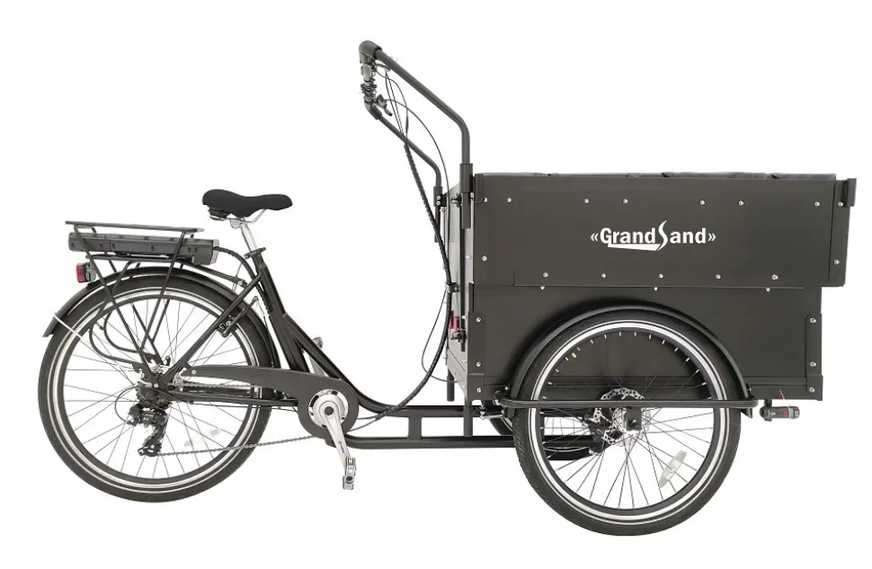 Extra stor el-Lådcykel | Cargobike med Kapell, 250W Motor & LG-Batteri | Svart