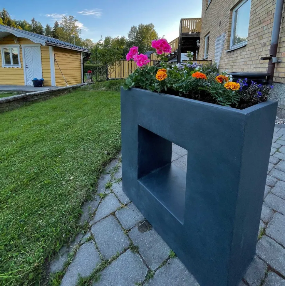 Fiberarmerad kruka i exklusiv design | Granit/svart