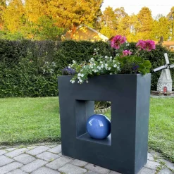 Fiberarmerad kruka i exklusiv design | Granit/svart