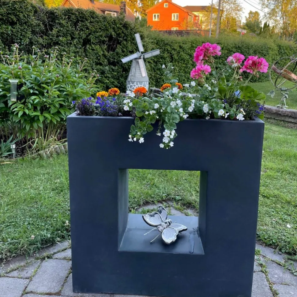 Fiberarmerad kruka i exklusiv design | Granit/svart