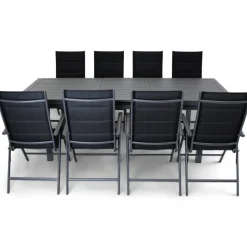 Förlängningsbart bord i aluminium 180-240cm | 8 positionsstolar